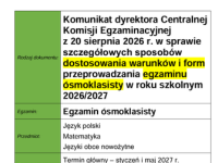 Zdjęcie Egzamin ósmoklasisty - dostosowania